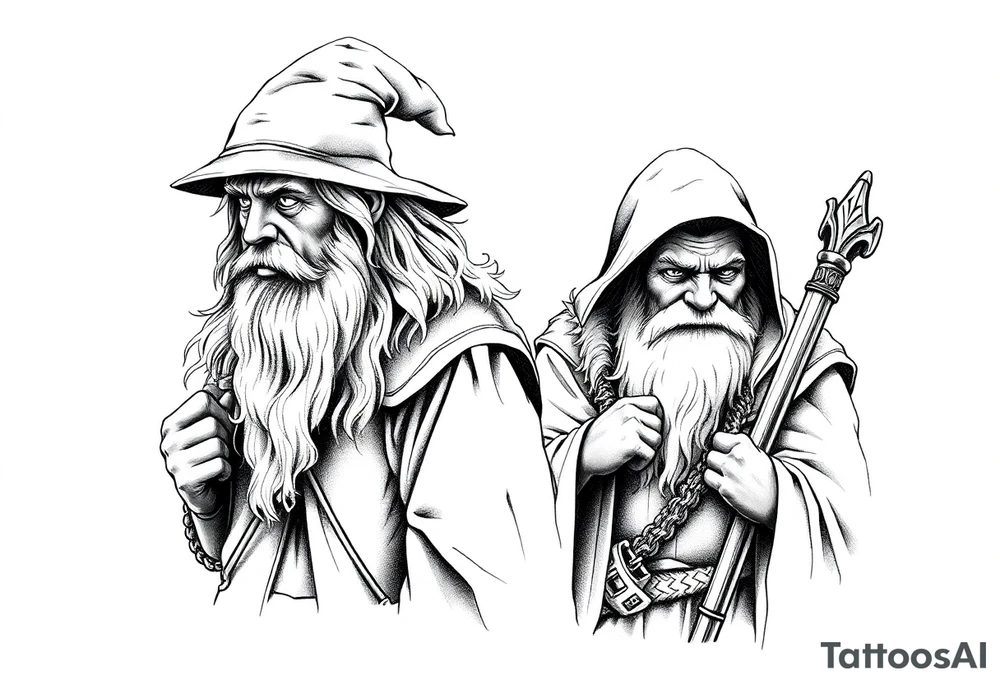 Gandalf and frodo journeying together tattoo idea