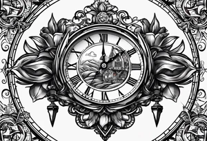 i want a tattoo of a clock with swords tattoo idea