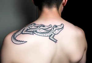 cartoon mardi gras alligators tattoo idea