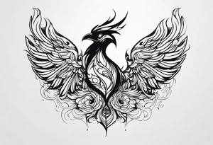 Half Phoenix, Half Skeleton tattoo idea