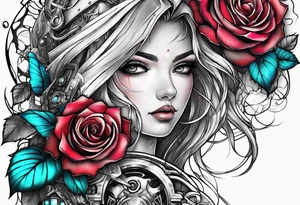 Blend roses and circuitry arm tattoo tattoo idea