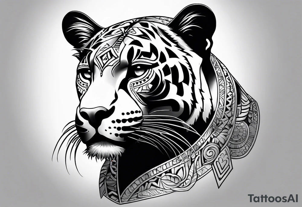 aztec black jaguar sitting tattoo idea