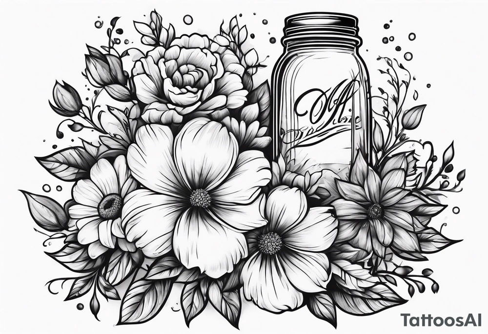 Mason jar bouquet tattoo idea