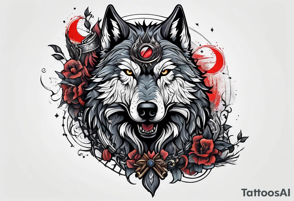 Viking wolf and crow tattoo idea
