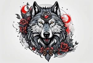 Viking wolf and crow tattoo idea