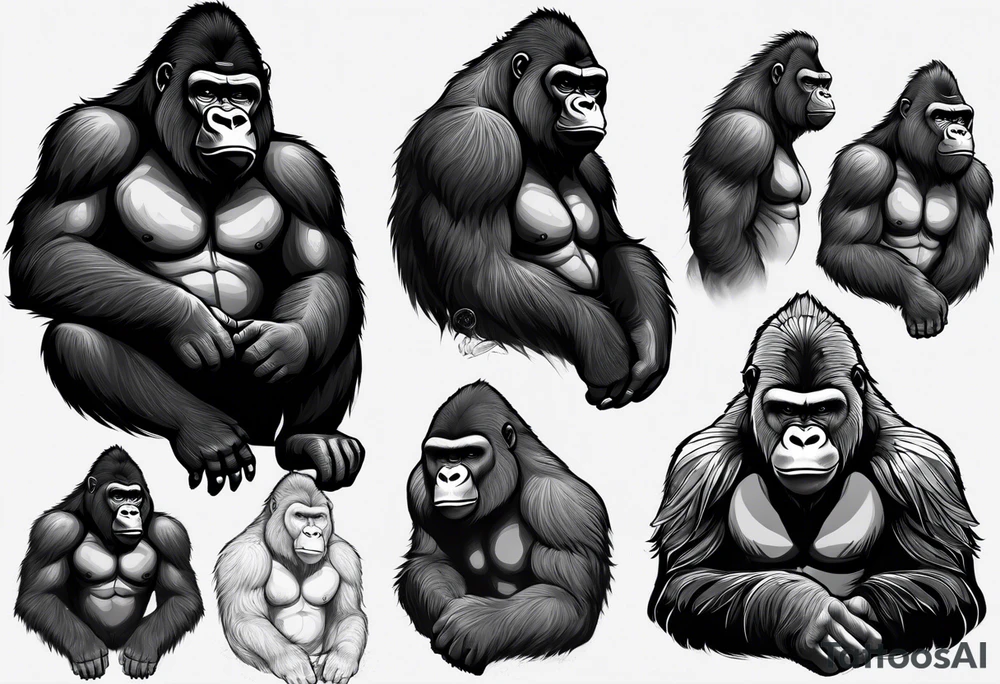 Full body African gorilla tattoo idea