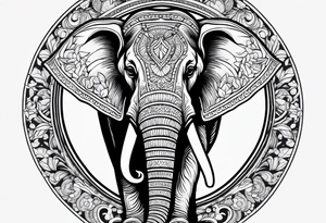 A Thai style design that is round and with an Asian elephant head facing forwards tattoo idea