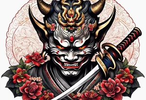 Hannya  holding a katana full tattoo idea