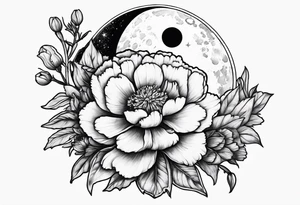 Moon and carnation tattoo idea
