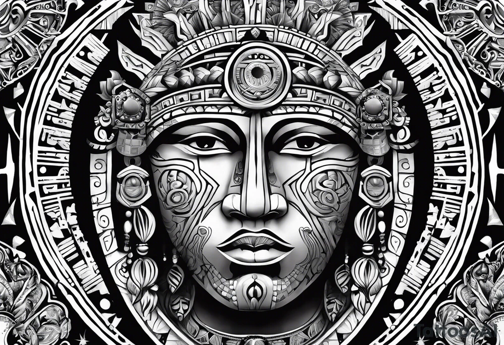 Inca sun pictured as a male figure tattoo idea