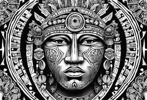 Inca sun pictured as a male figure tattoo idea