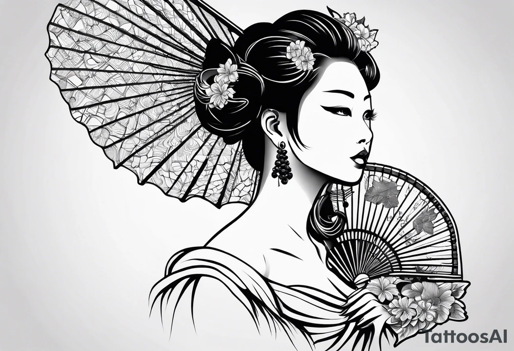 Black Japanese fan tattoo idea