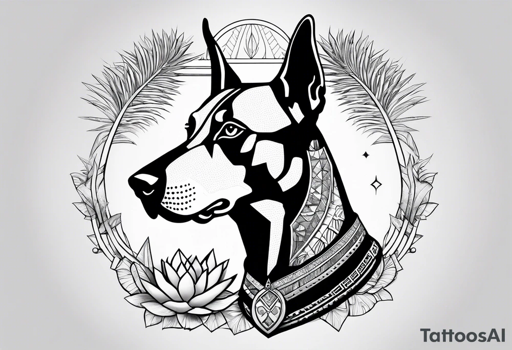 tropical egyptian dobermann tattoo idea