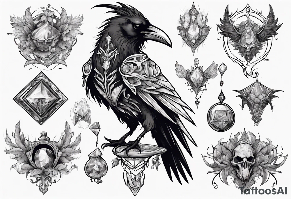 The Demon Raven Stolas, a Prince of Hell who is obsessed with gems, knowledge of astrology and poisonous plants. tattoo idea