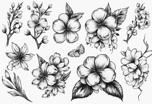 Sklettformel von Benzoesäure mit Kirschblüten verknüpft tattoo idea