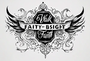Horizontal inner bicep tattoo. “walk by faith, not by sight” modern tattoo tattoo idea