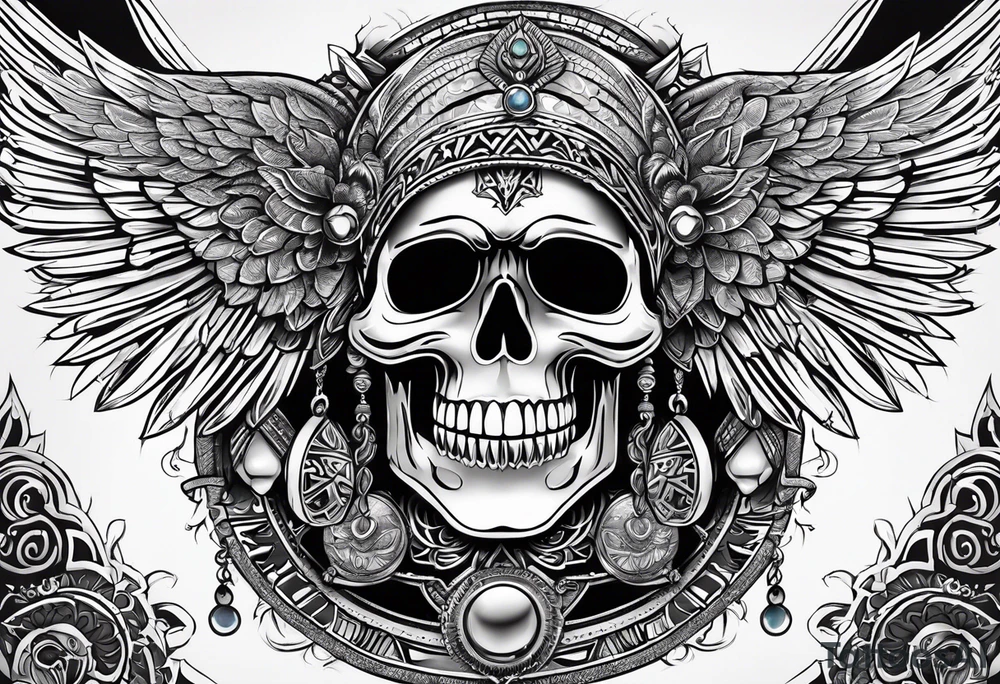 black kali, goddess pirate, alien, pachamama, valkrye, warrior, skull, lotus azul, wing, eagle, zenza resonance, stars, 5D tattoo idea