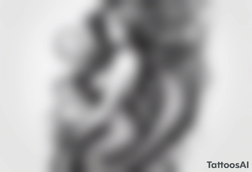 Octopus looking up at a mermaid in the ocean wrap around entire bottom of lower leg. tattoo idea