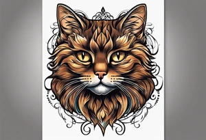 brown cat only head tattoo idea