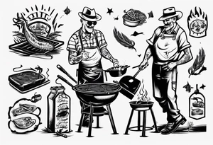 Father and son spending time grilling outside tattoo idea