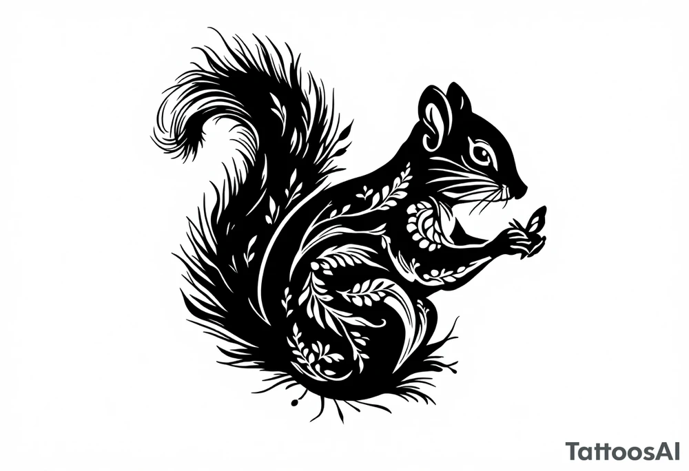 A Squirrel with a butterfly in hands tattoo idea