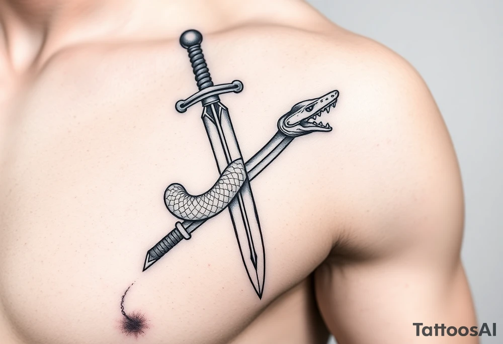 a snake crawl on a sword. tattoo idea