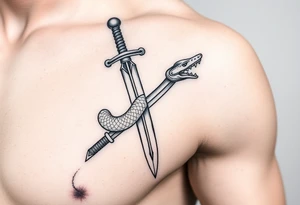 a snake crawl on a sword. tattoo idea
