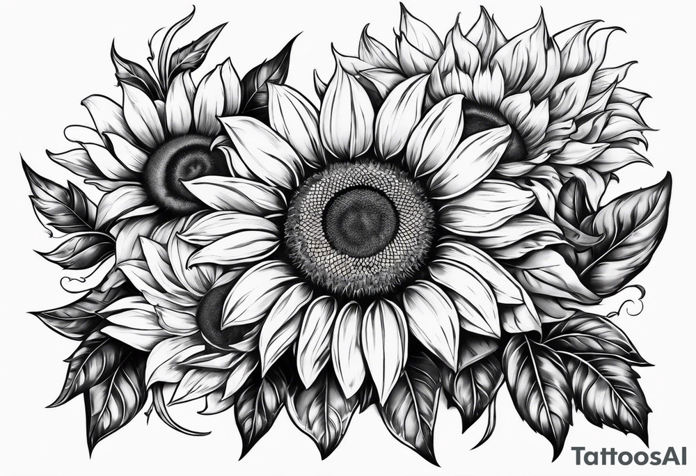 Roman numerals with sunflower arm sleeve tattoo idea