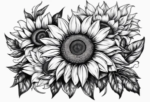 Roman numerals with sunflower arm sleeve tattoo idea