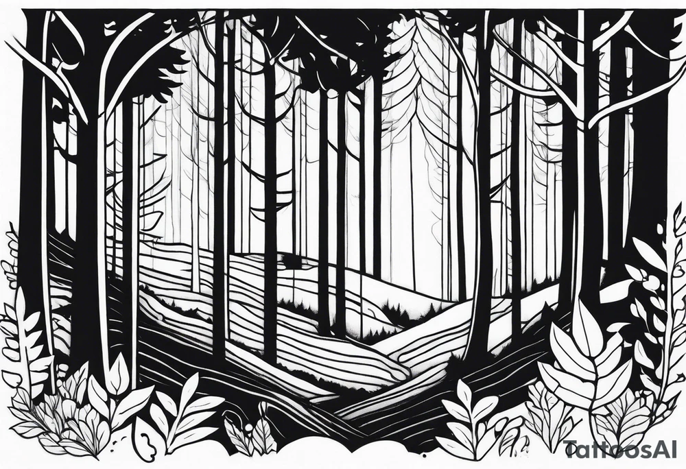 forest, green and black, no people tattoo idea