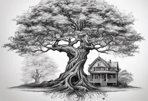 Family tree with mom side and dads side tattoo idea