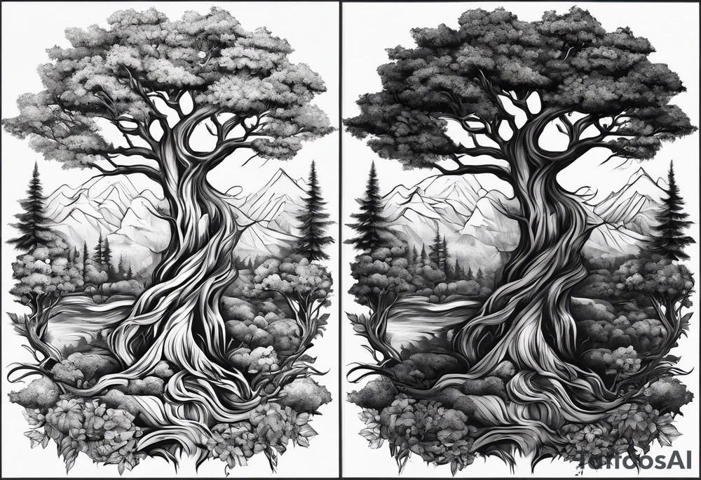 Two seperate trees beside each other tattoo idea
