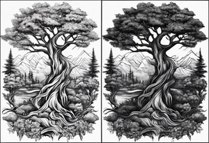 Two seperate trees beside each other tattoo idea