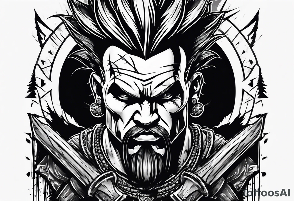 a mad mohawk axeman trying to attack you tattoo idea