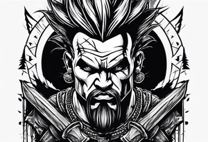 a mad mohawk axeman trying to attack you tattoo idea