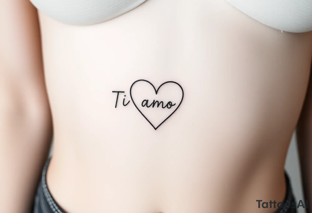 I want (Ti Amo L)in a small heart shape to fit on my ribs feminine tattoo idea