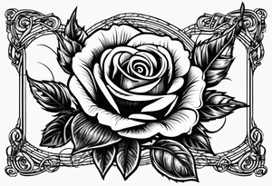 Country music microphone, roses and barbed wire in background tattoo idea