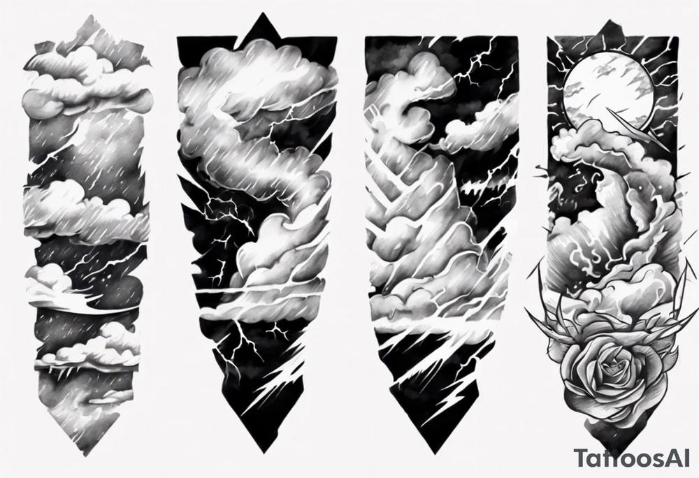 forearm sleeve lightning and clouds pattern tattoo idea forearm sleeve lightning and clouds pattern tattoo idea
