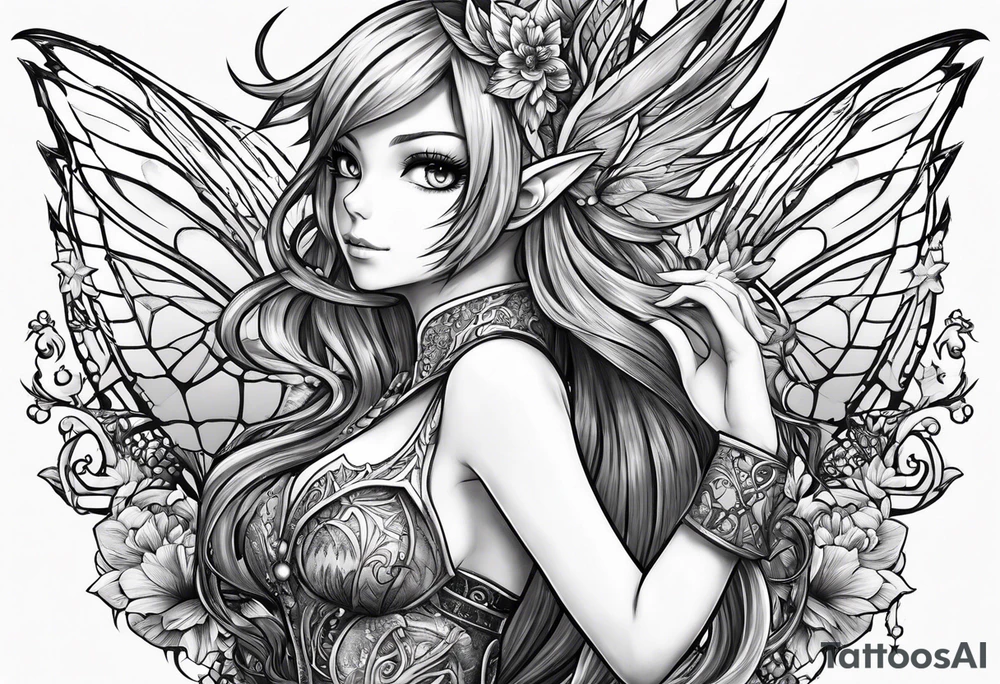A fairy with a tail inspired by the logo of the show called Fairy Tail tattoo idea