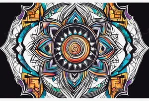 geometric earthly spiral chakra, spiritual for the side of the neck tattoo idea