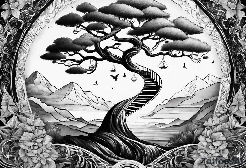 DNA helix made from a tree tattoo idea