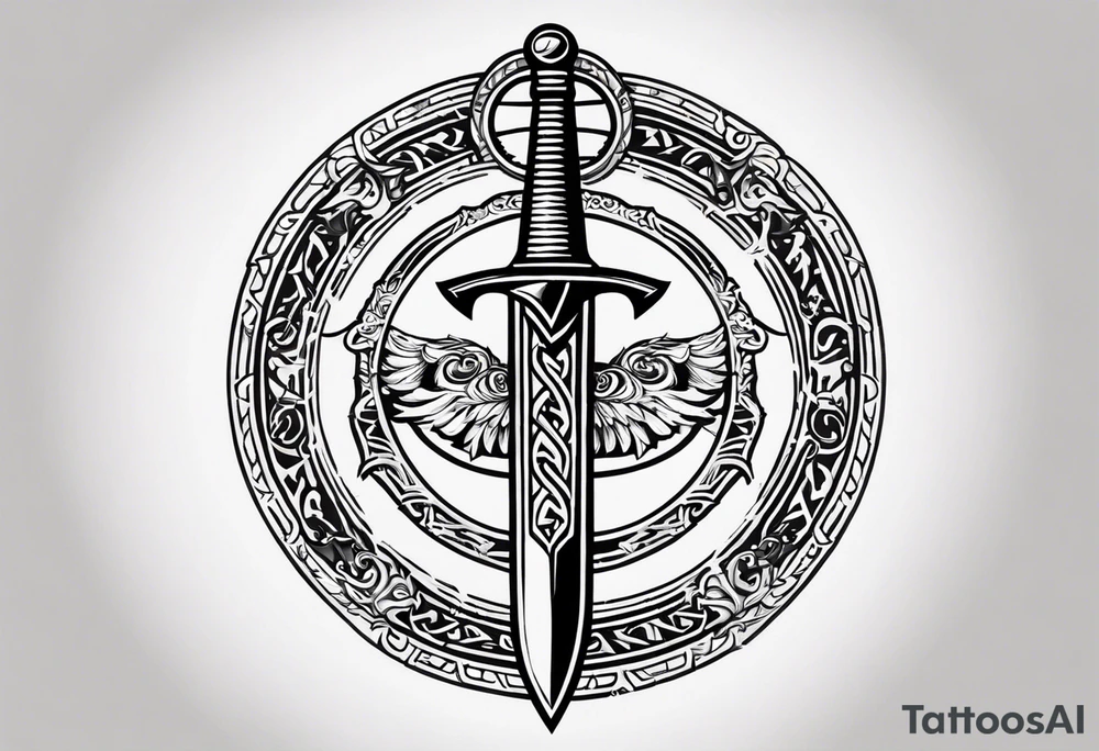 sword Valhalla circle tattoo idea