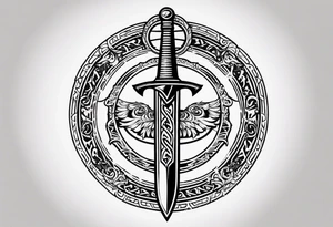 sword Valhalla circle tattoo idea
