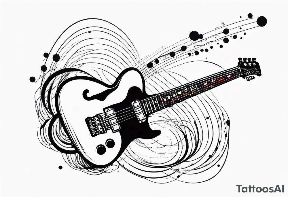 electric guitar with audio wave coming out of cable plug tattoo idea