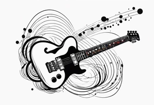 electric guitar with audio wave coming out of cable plug tattoo idea