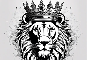 lion with a crown and sparkling eyes on the chest tattoo idea