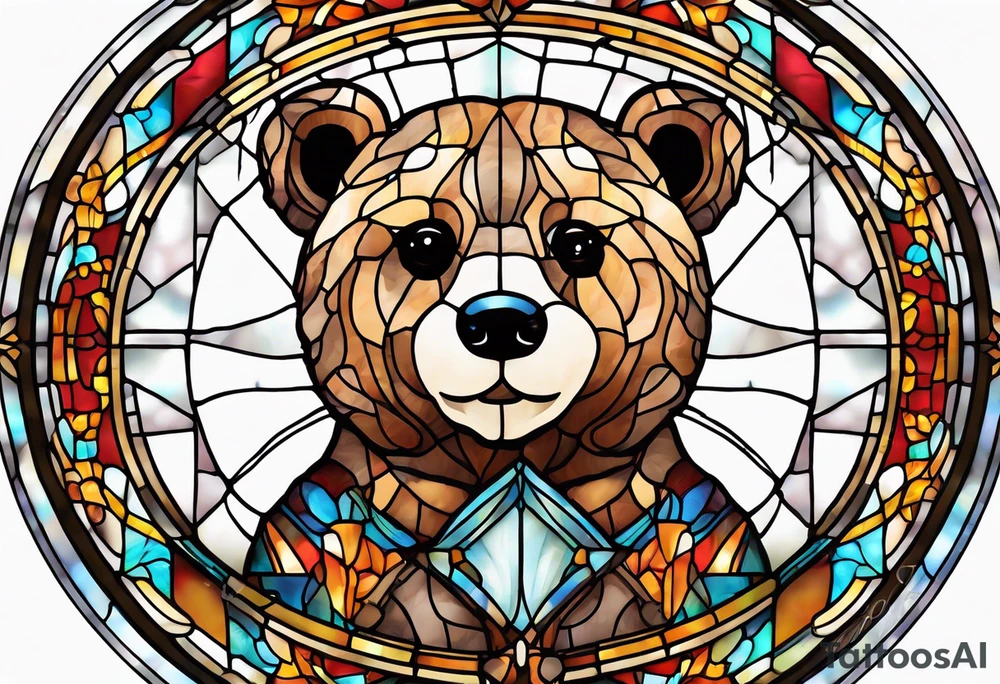 Teddy bear stained glass tattoo idea