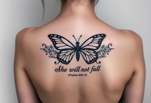 "God is within her; she will not fall" Psalms 46:5 with a butterfly tattoo idea