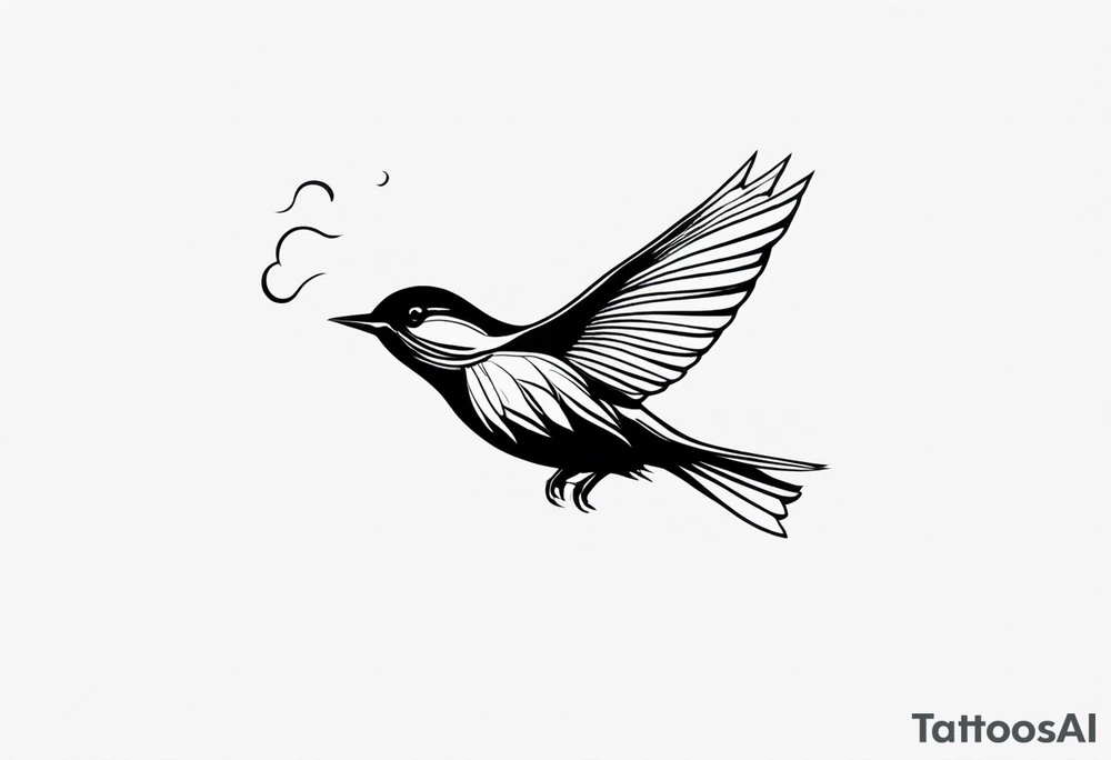 A small bird flying away as free tattoo idea