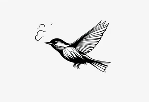 A small bird flying away as free tattoo idea
